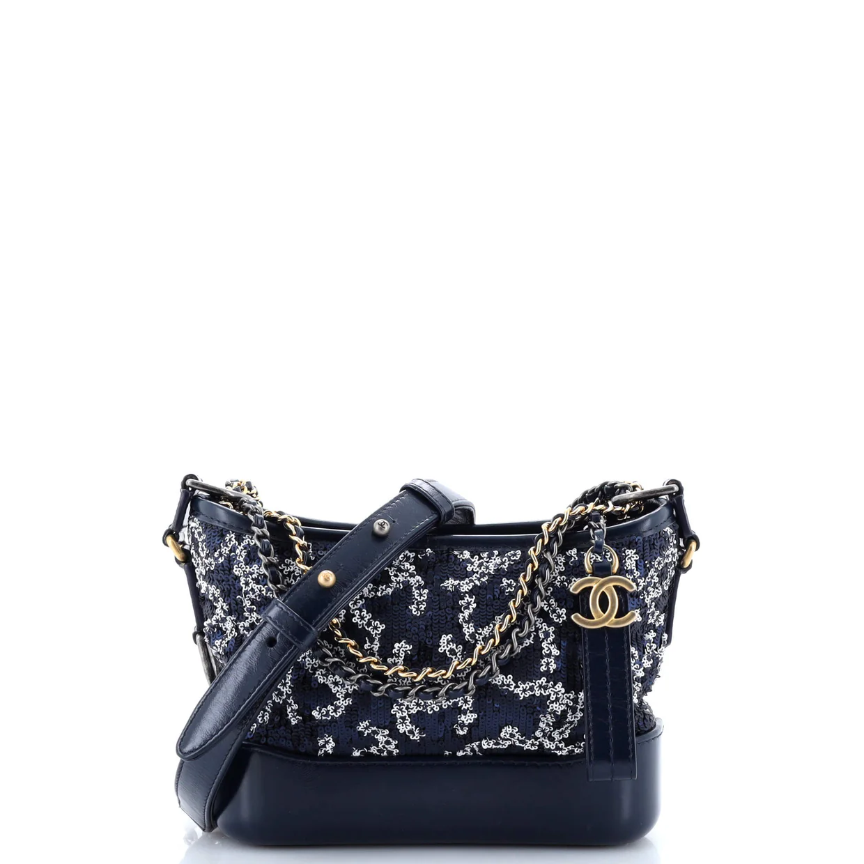 Gabrielle Hobo Logo Motif Sequins Small - Deep Luxury
