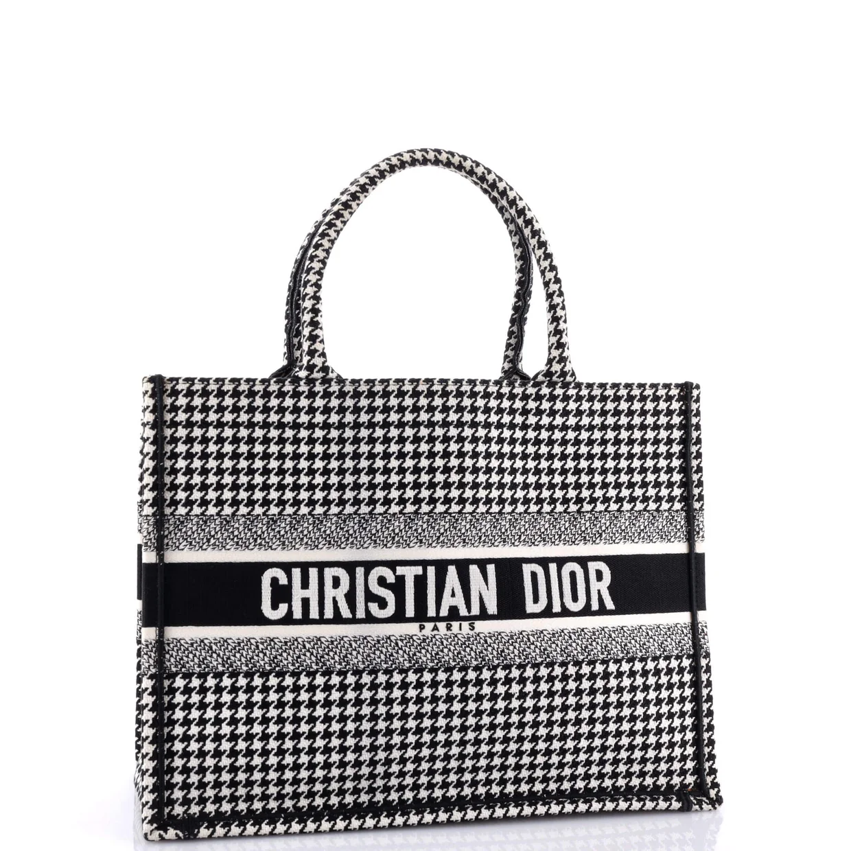 Book Tote Houndstooth Canvas Medium - Deep Luxury