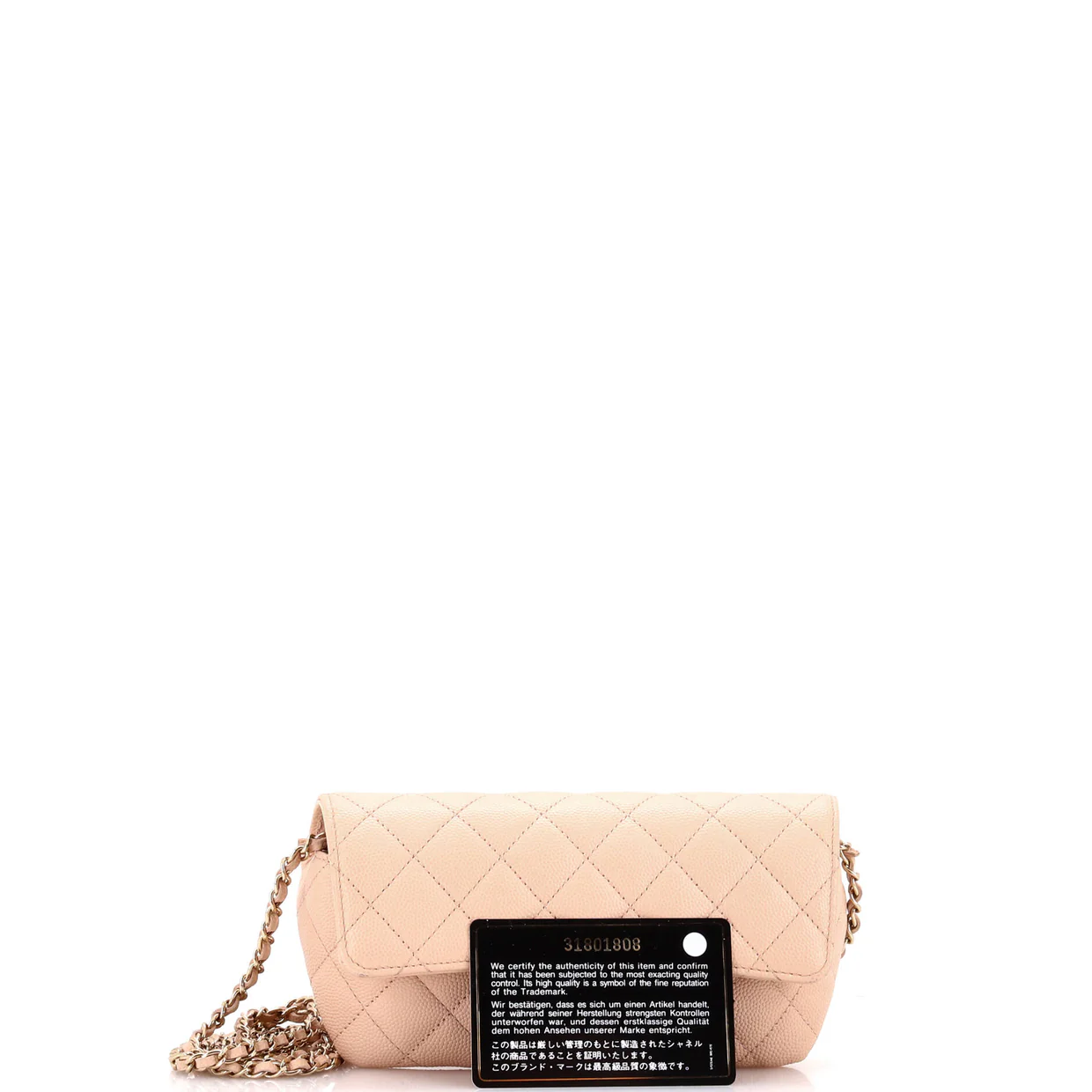 Classic Sunglasses Case with Chain Quilted Caviar - Deep Luxury