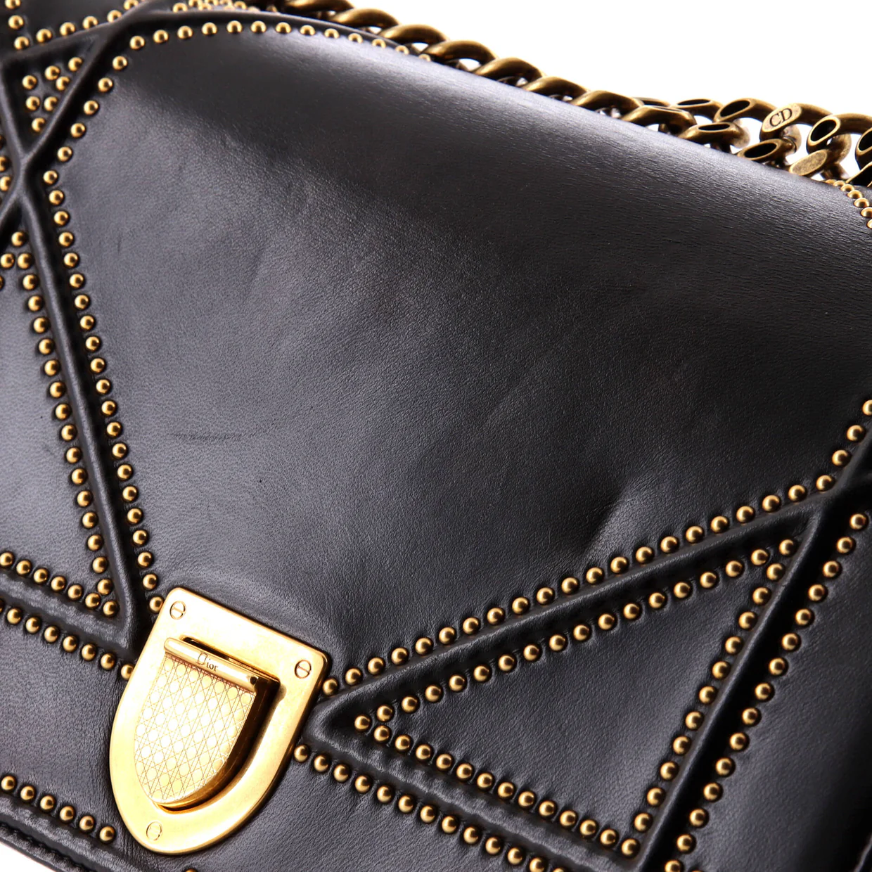 Diorama Flap Bag Studded Leather Medium - Deep Luxury