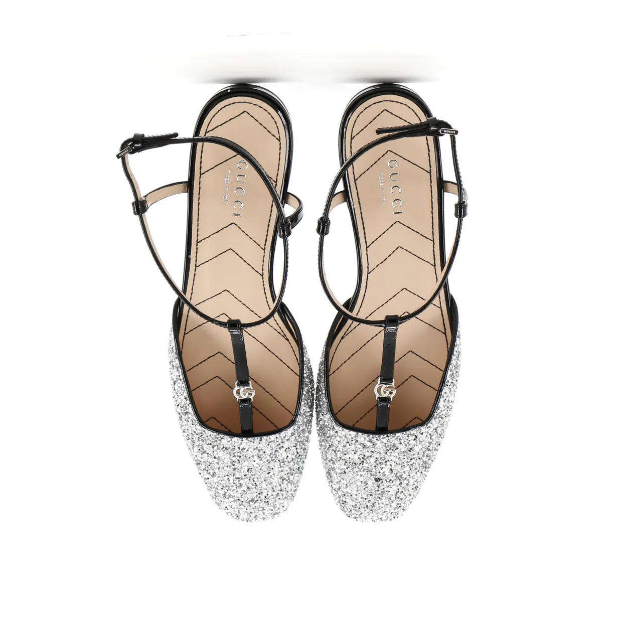 Women's GG Slingback Flats Glitter and Patent - Deep Luxury