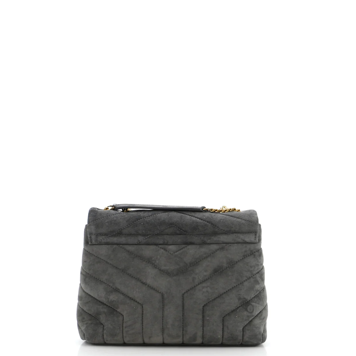 Loulou Shoulder Bag Matelasse Chevron Suede Small - Deep Luxury