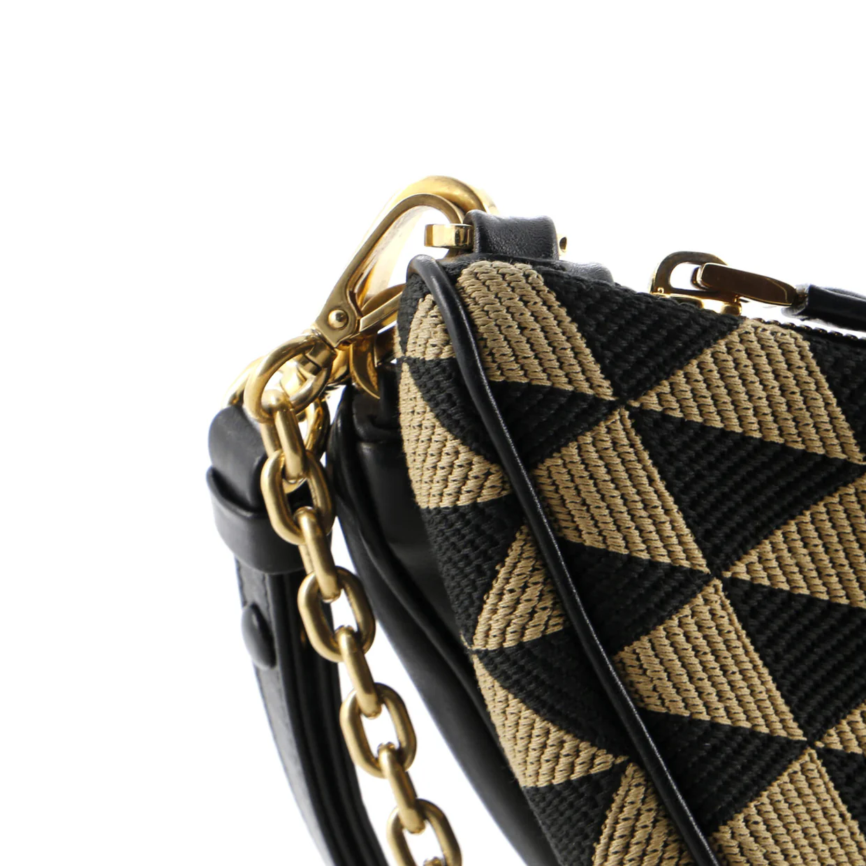 Double Symbole Triangle Bag Leather and Jacquard Mini - Deep Luxury
