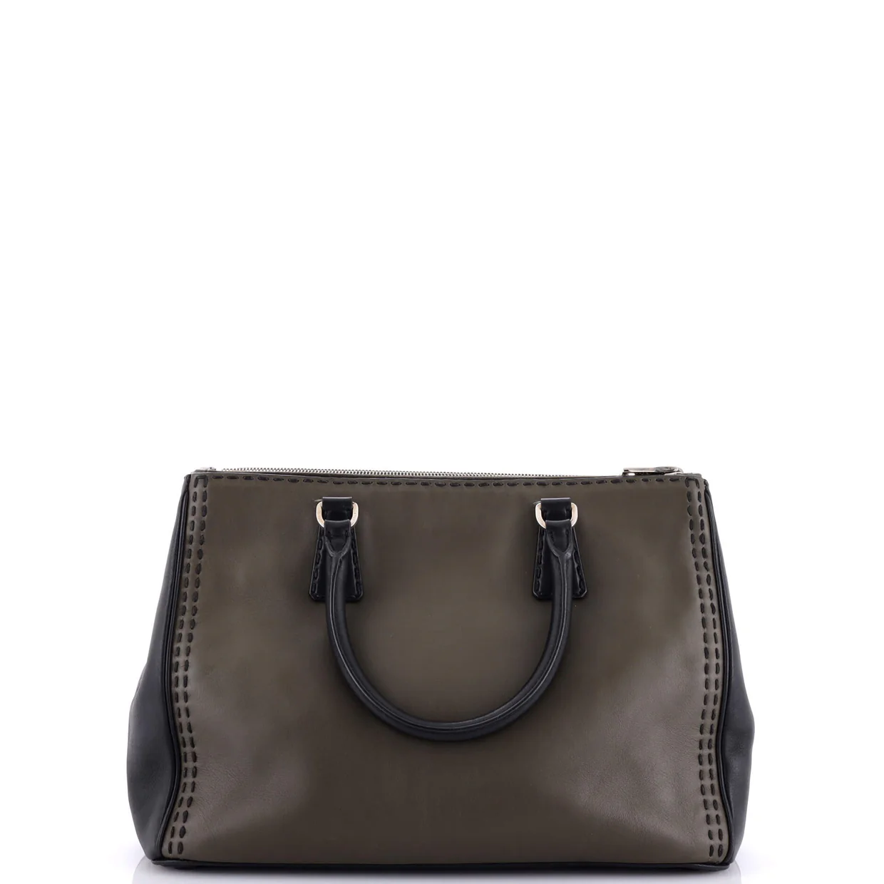 Galleria Double Zip Tote Stitched City Calf Medium - Deep Luxury