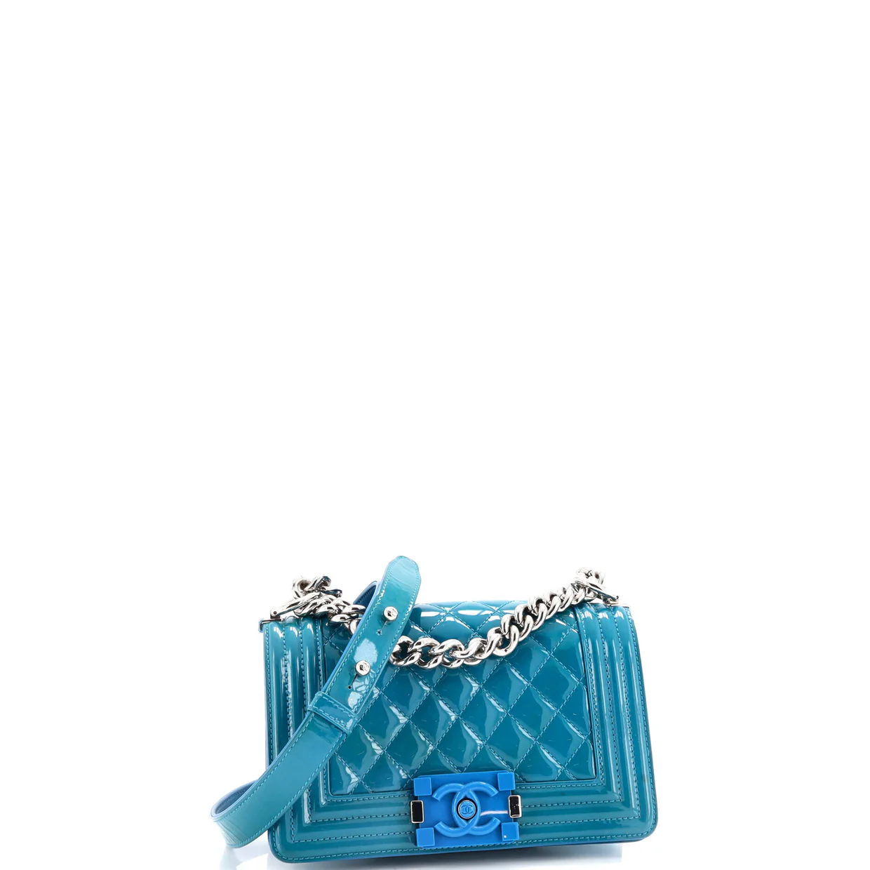 Boy Flap Bag Quilted Plexiglass Patent Small - Deep Luxury