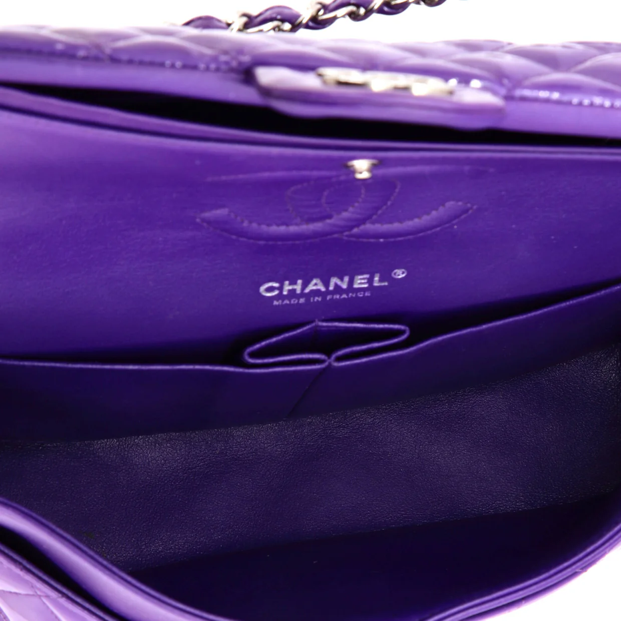 Classic Double Flap Bag Quilted Patent Medium - Deep Luxury