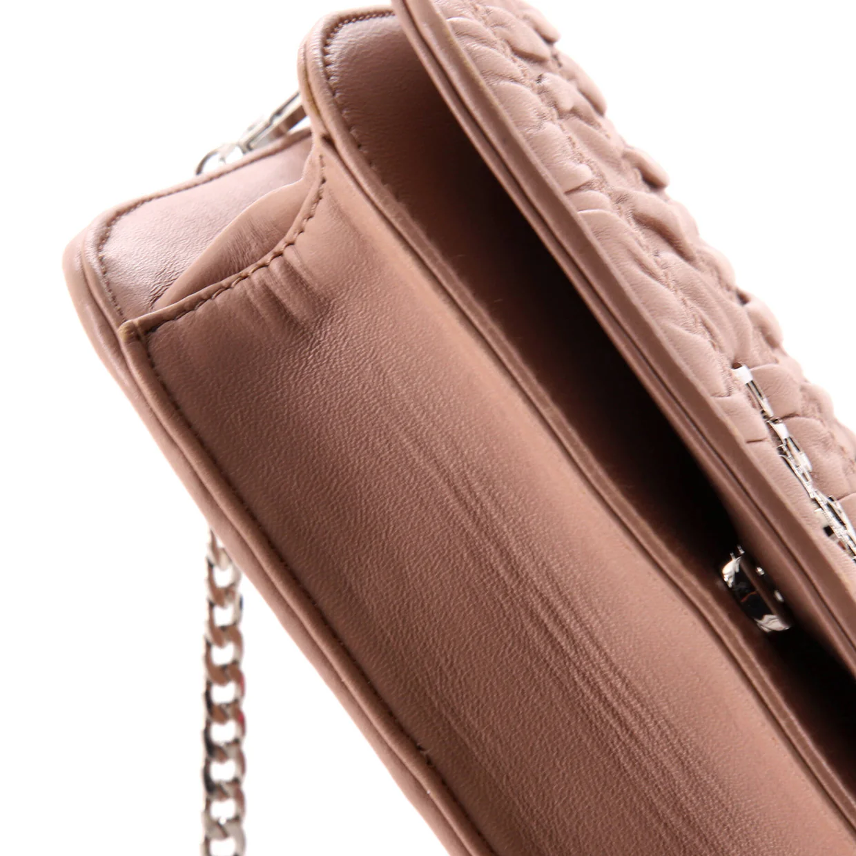 Chain Flap Crossbody Bag Nappa Gaufre Small - Deep Luxury