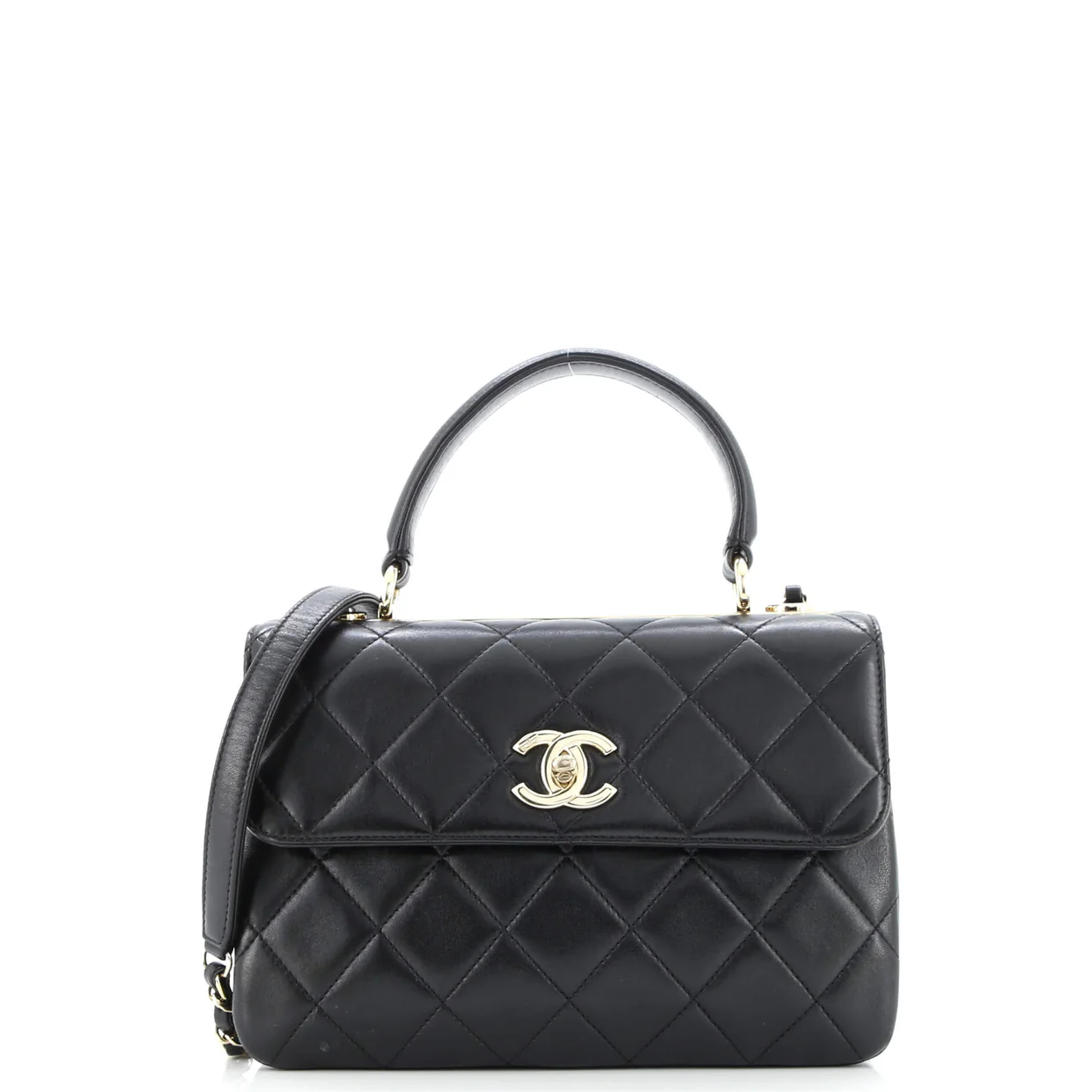 Trendy CC Top Handle Bag Quilted Lambskin Small - Deep Luxury