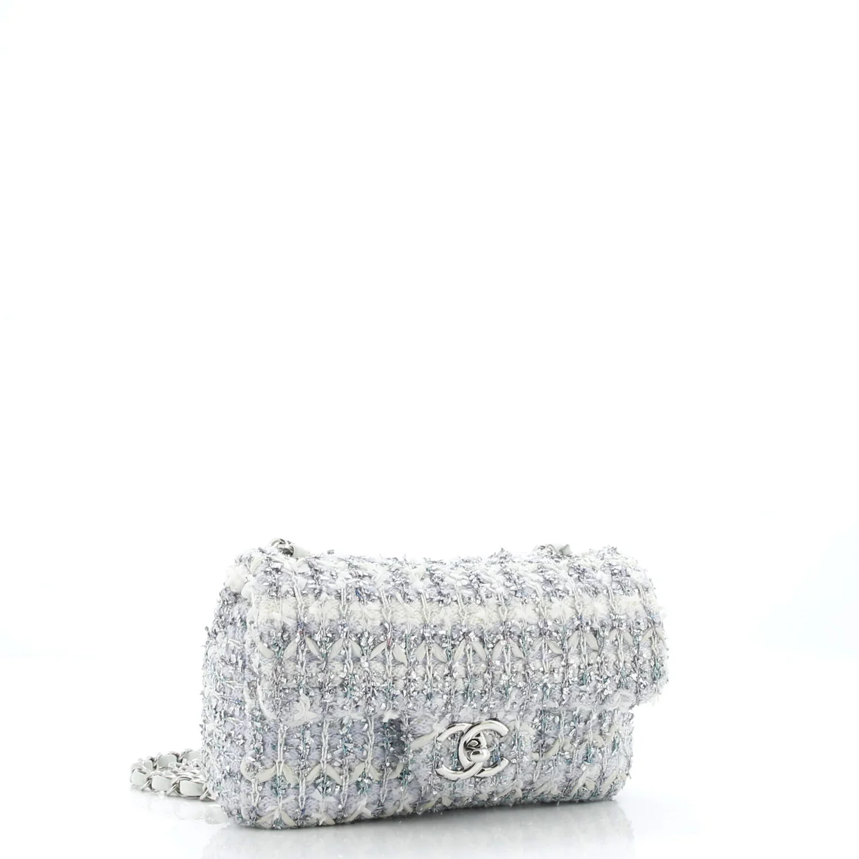 Classic Single Flap Bag Quilted Tweed and Ribbon Mini - Deep Luxury