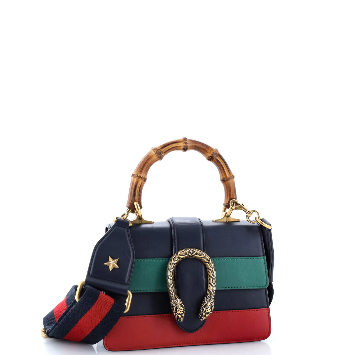 Dionysus Bamboo Top Handle Bag Colorblock Leather Mini - Deep Luxury