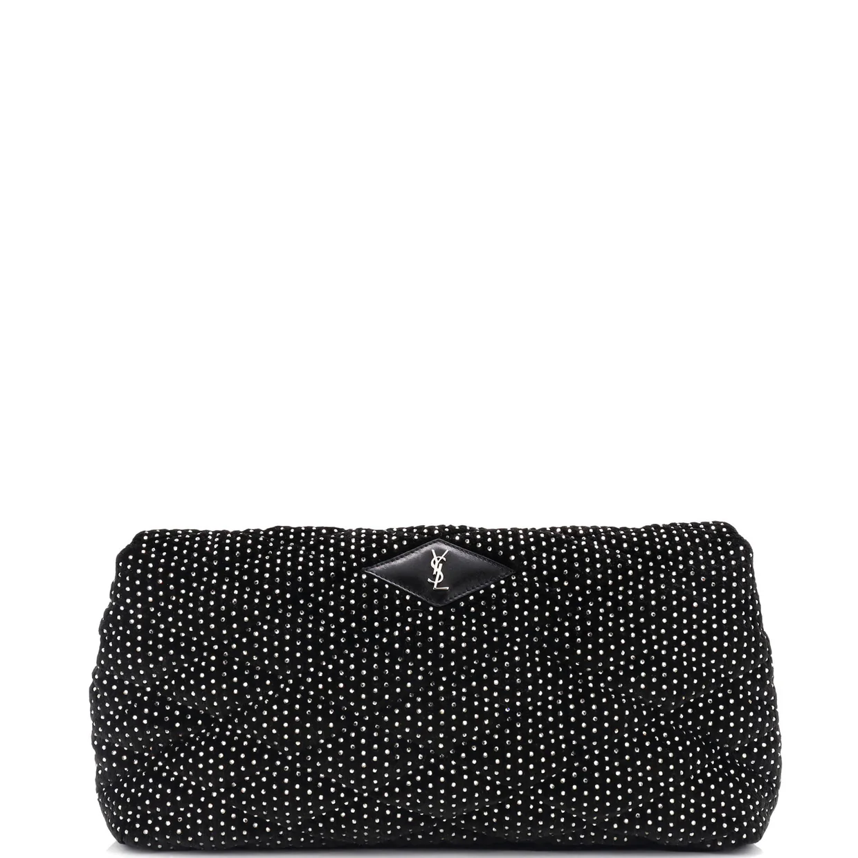 Sade Puffer Envelope Clutch Crystal Embellished Velvet Large - Deep Luxury