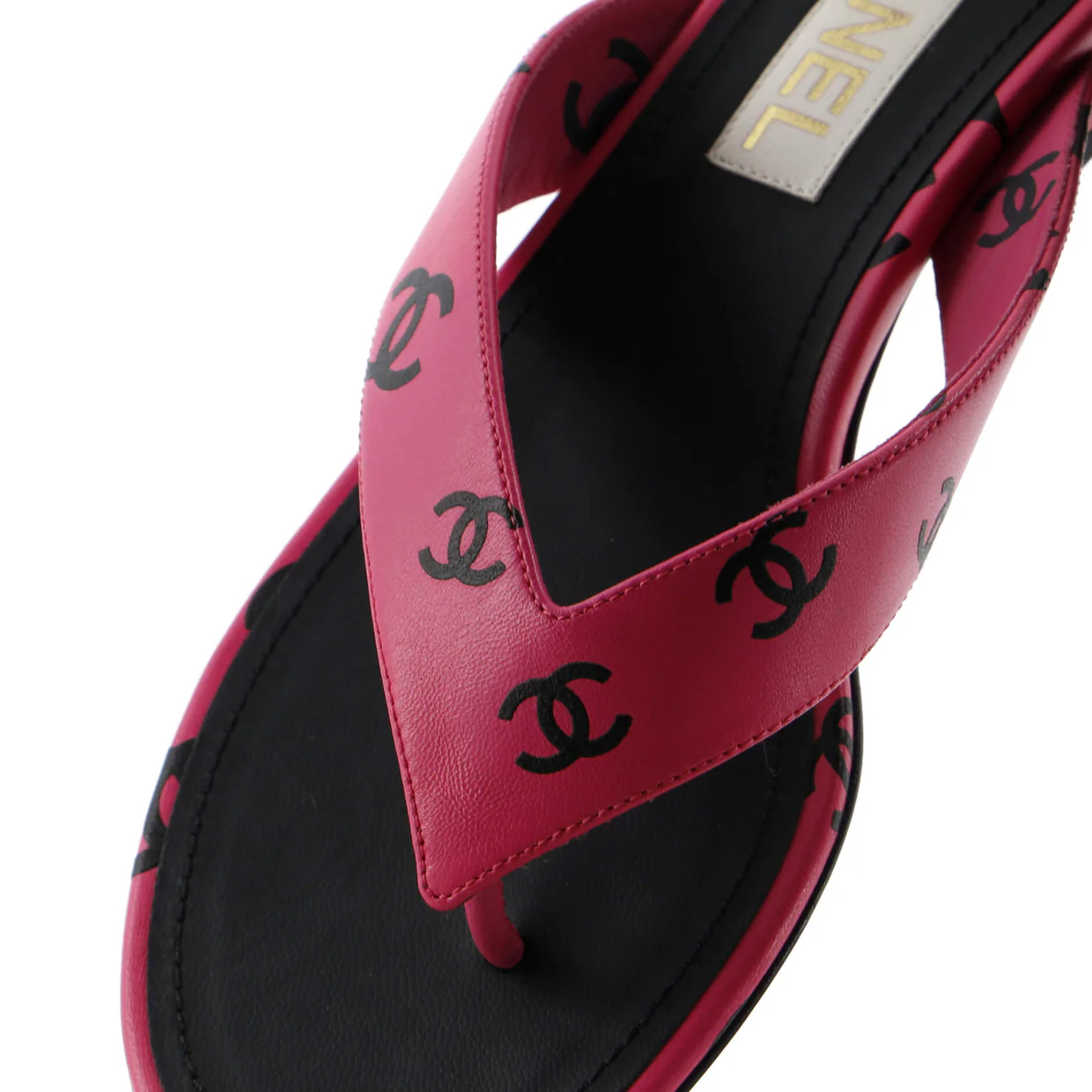 Women's CC Logo Thong Sandals Leather - Deep Luxury