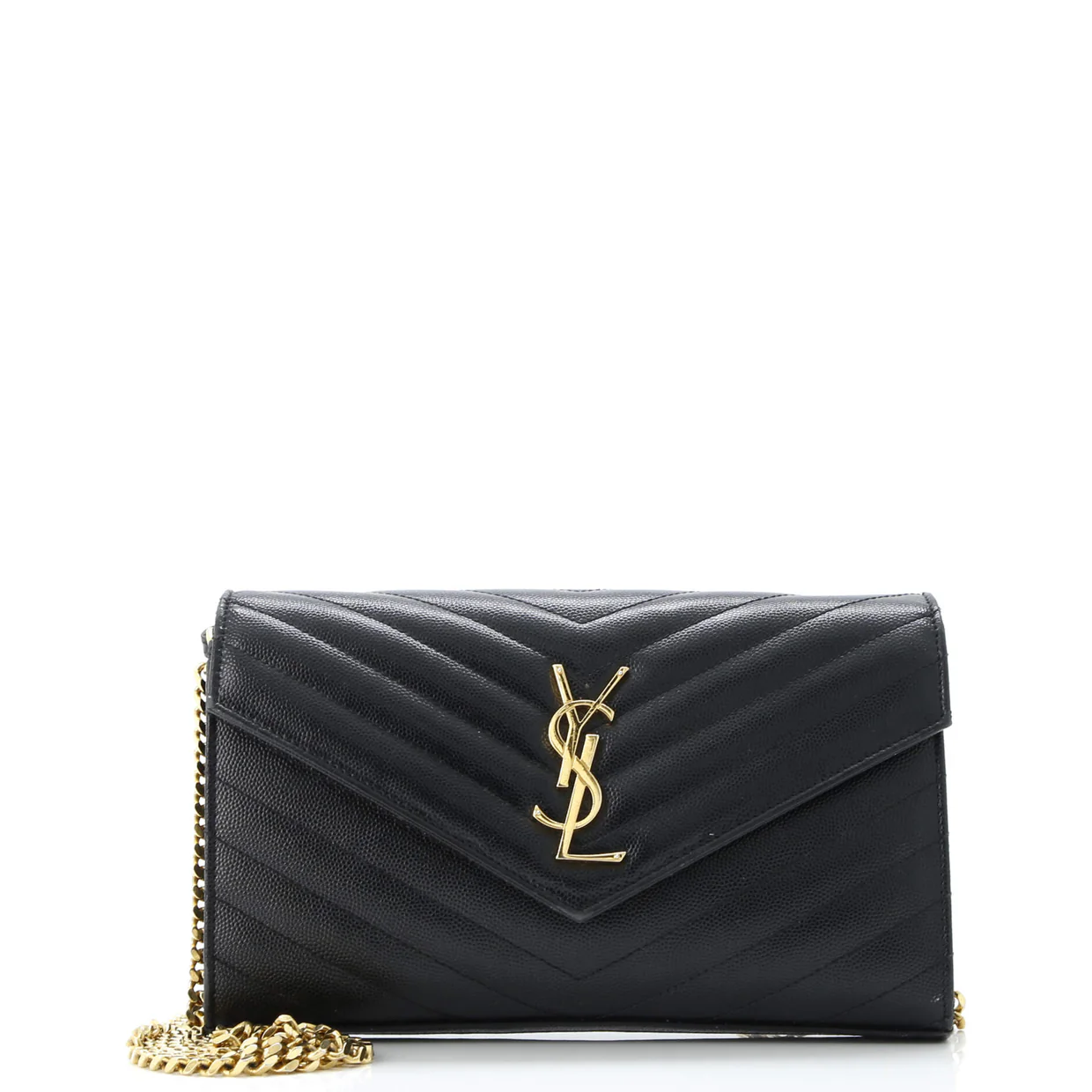 Classic Monogram Wallet on Chain Matelasse Chevron Leather Medium - Deep Luxury