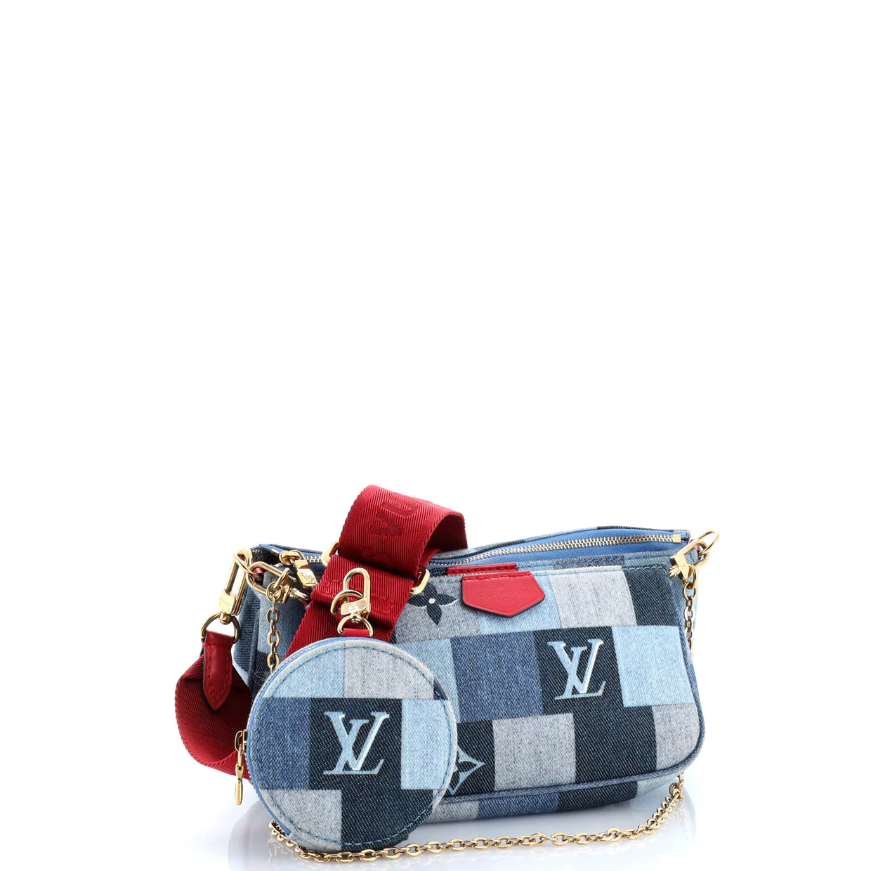 Multi Pochette Accessoires Damier and Monogram Patchwork Denim - Deep Luxury