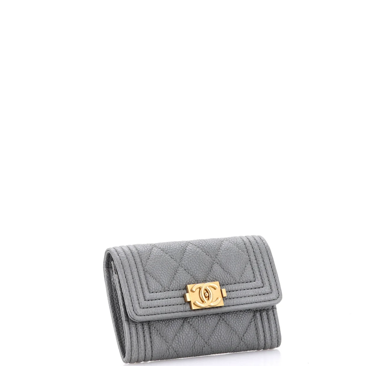 Boy Flap Card Case Quilted Caviar - Deep Luxury