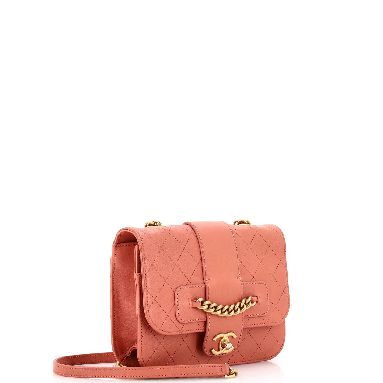 Front Chain Flap Bag Quilted Sheepskin Medium - Deep Luxury