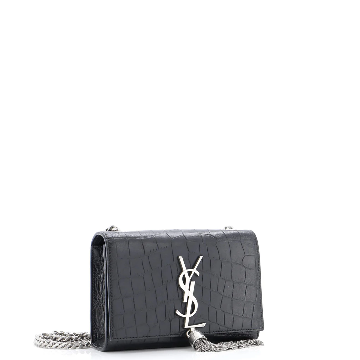 Classic Monogram Tassel Crossbody Bag Crocodile Embossed Leather Small - Deep Luxury