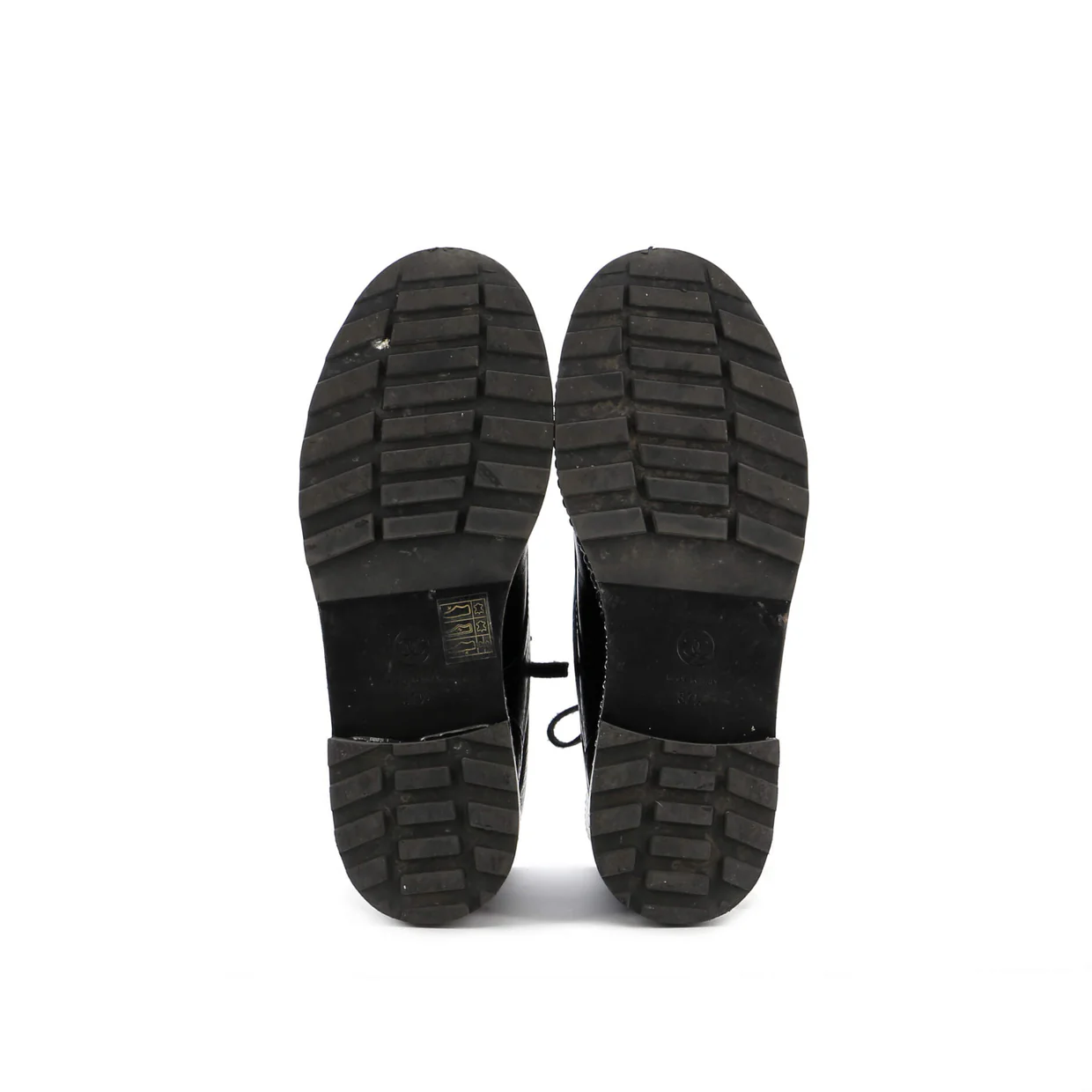 Women's Cap Toe CC Chain Around Pearl Combat Boots Leather - Deep Luxury