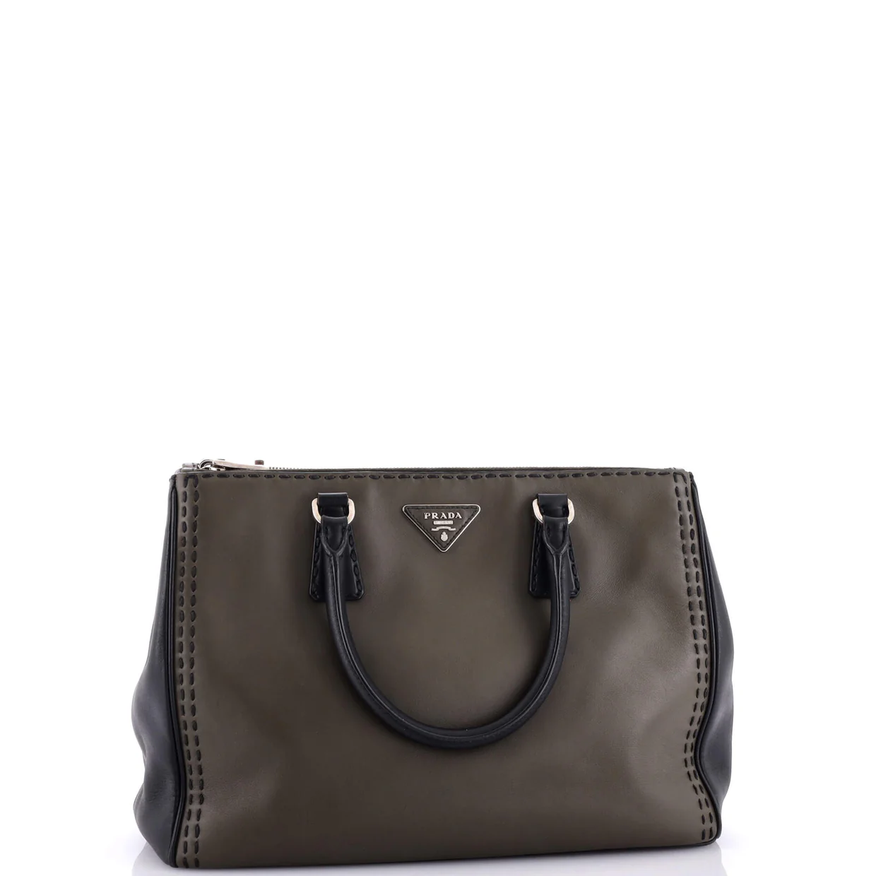 Galleria Double Zip Tote Stitched City Calf Medium - Deep Luxury