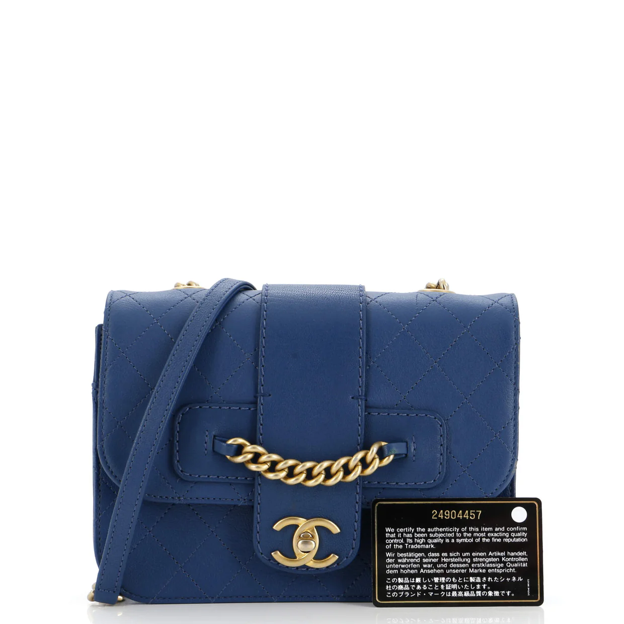 Front Chain Flap Bag Quilted Sheepskin Medium - Deep Luxury