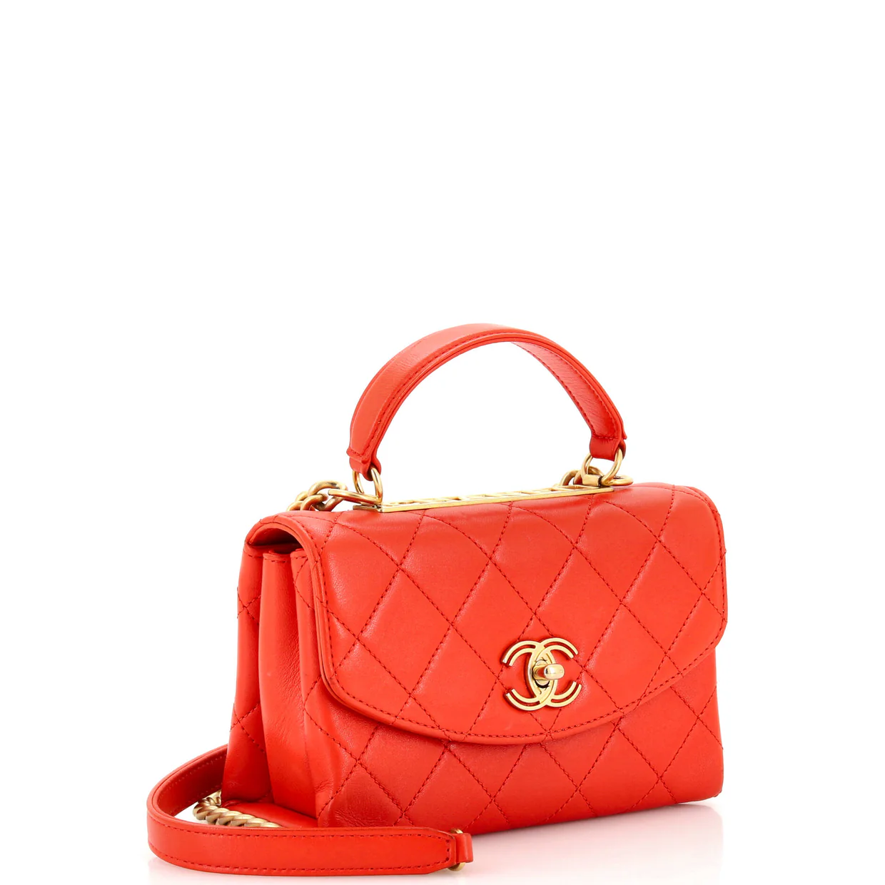 Trendy Spirit Top Handle Bag Quilted Lambskin Small - Deep Luxury