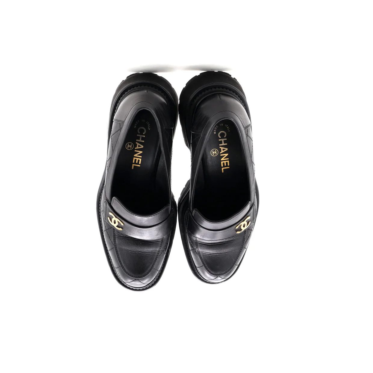 Women's CC Platform Loafers Stitched Leather - Deep Luxury