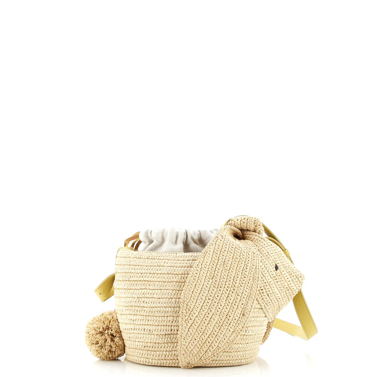 Bunny Drawststring Bucket Bag Raffia Small - Deep Luxury