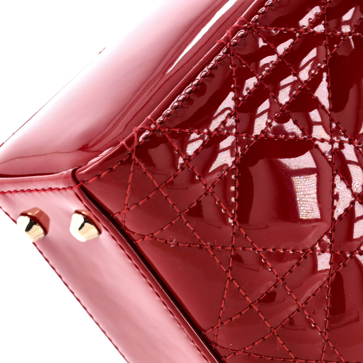 Lady Dior Chain Bag Cannage Quilt Patent Mini - Deep Luxury