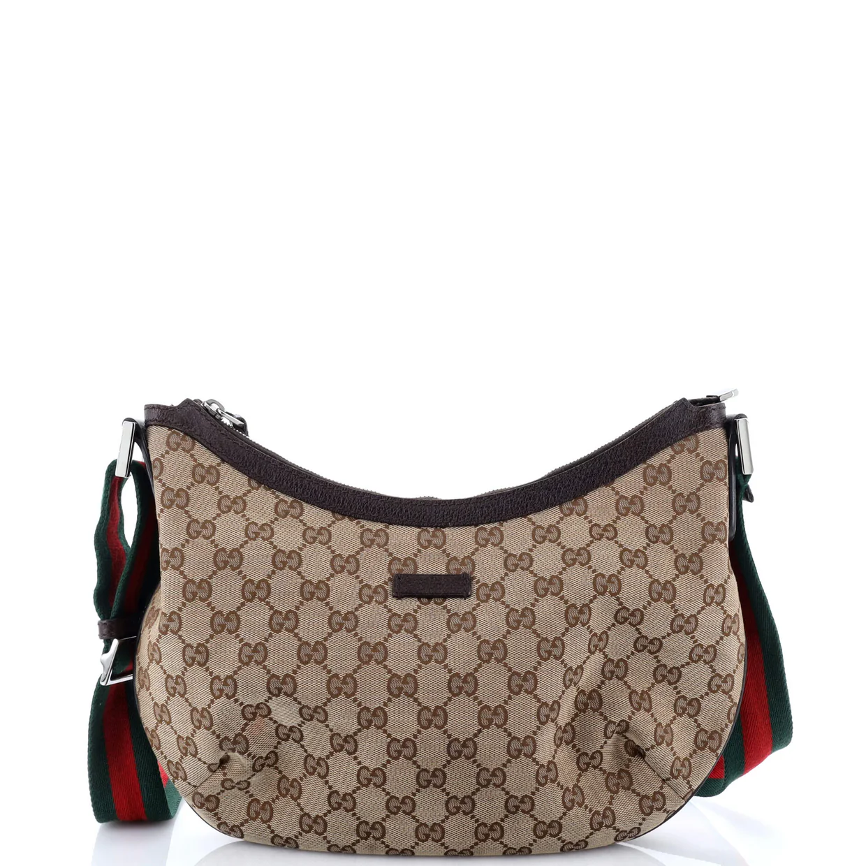 Saddle Zip Messenger Bag GG Canvas with Leather Medium - Deep Luxury