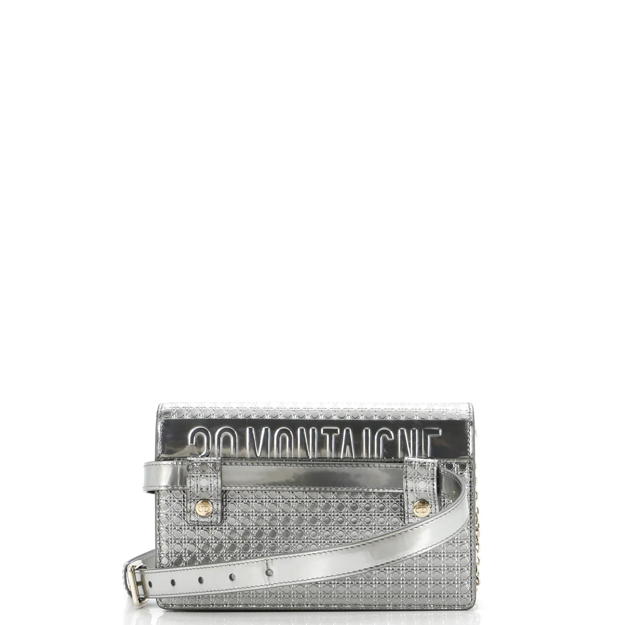 30 Montaigne 2-in-1 Pouch Micro Cannage Metallic Calfskin - Deep Luxury