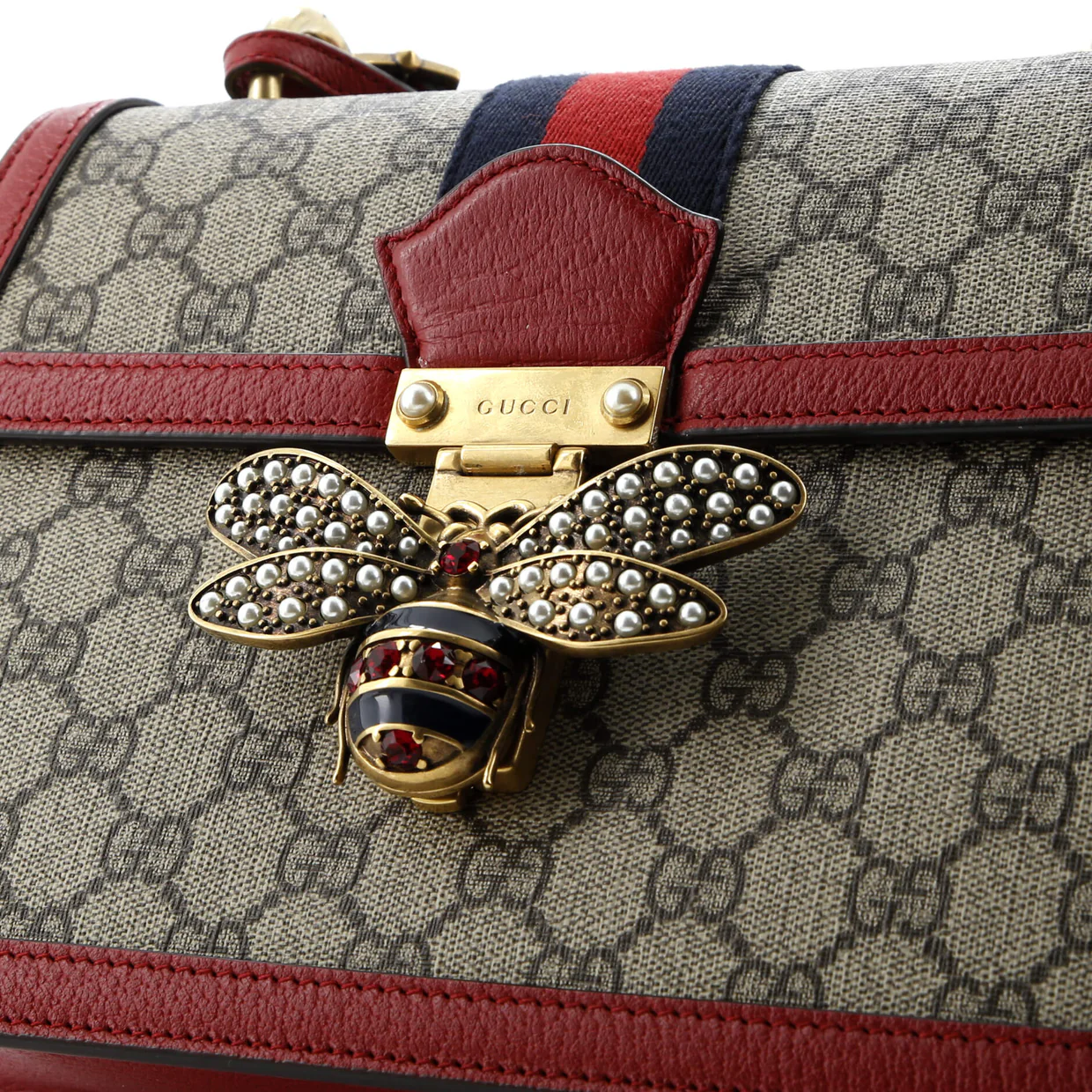 Queen Margaret Top Handle Bag GG Coated Canvas with Leather Small - Deep Luxury