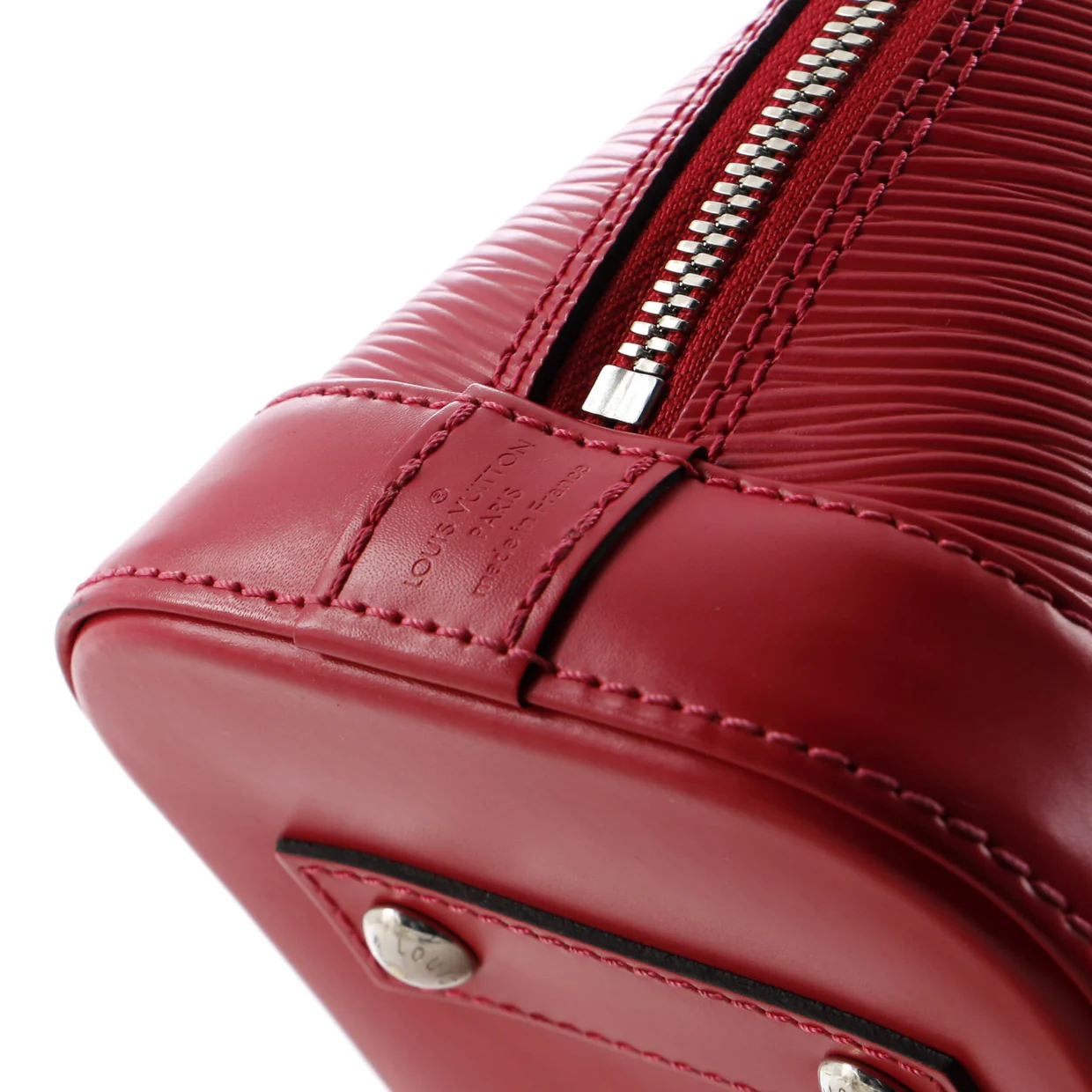 Alma Handbag Epi Leather with Logo Jacquard Strap BB - Deep Luxury