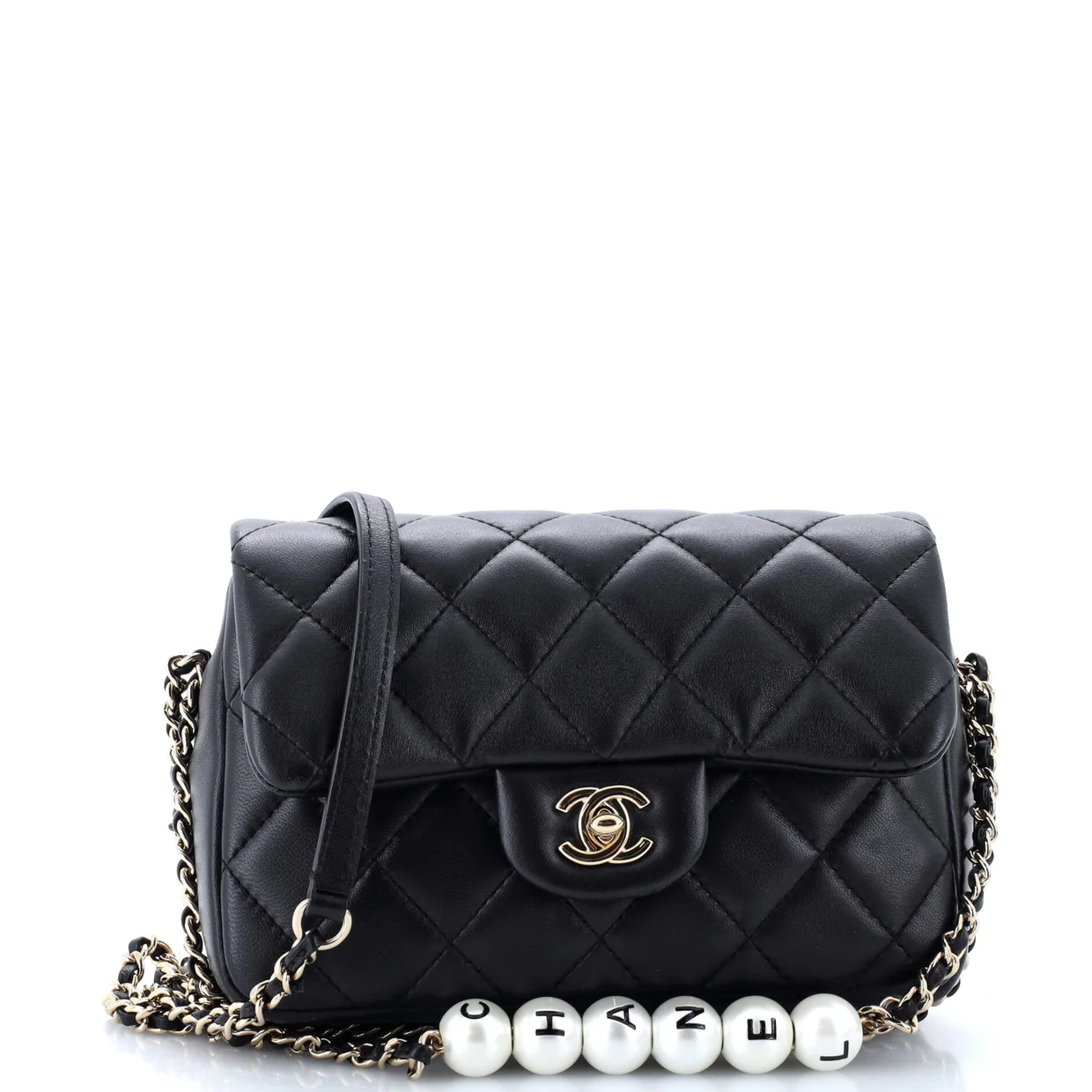 My Precious Pearls Chain Flap Bag Quilted Lambskin Medium - Deep Luxury