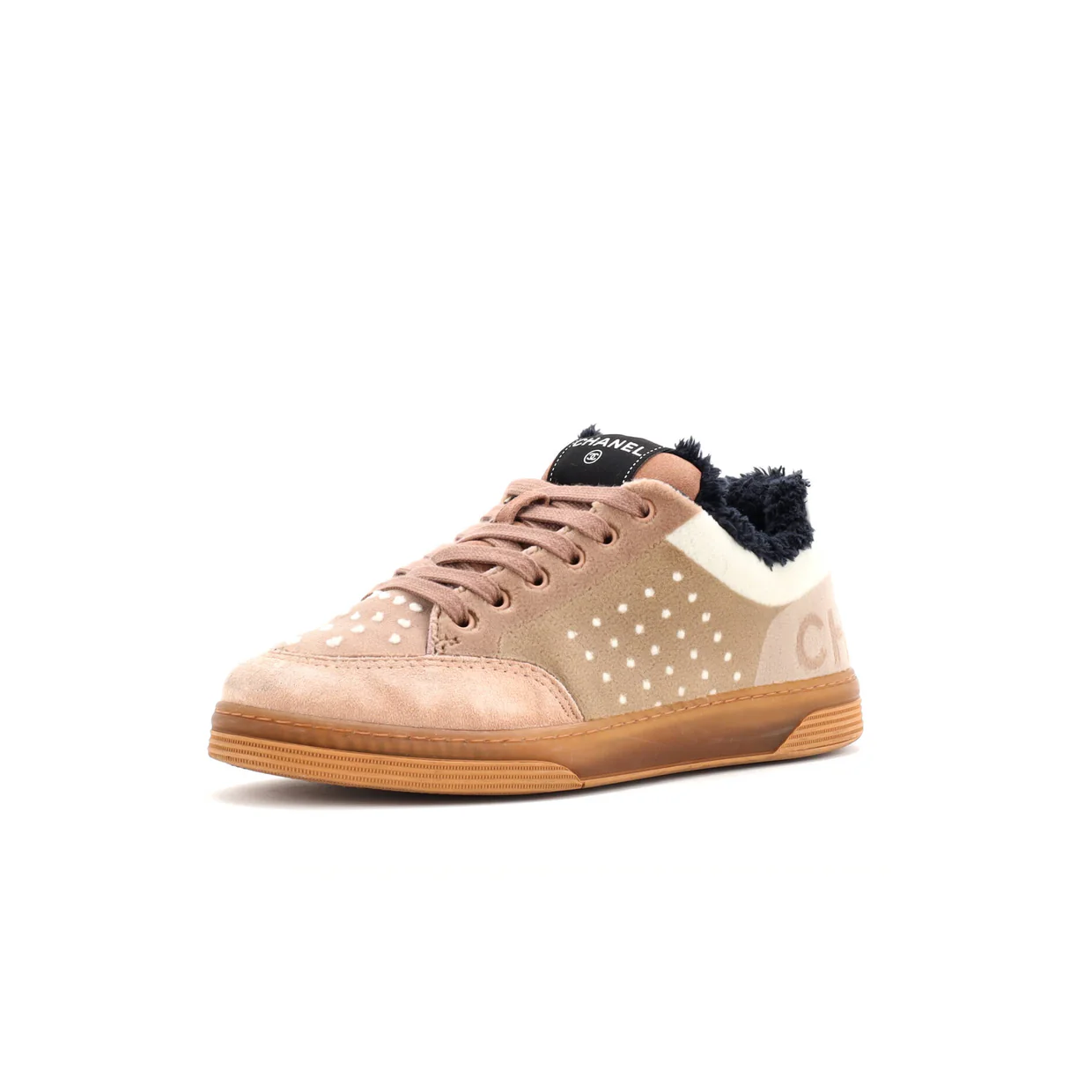 Women's Logo Low-Top Sneakers Suede and Shearling - Deep Luxury