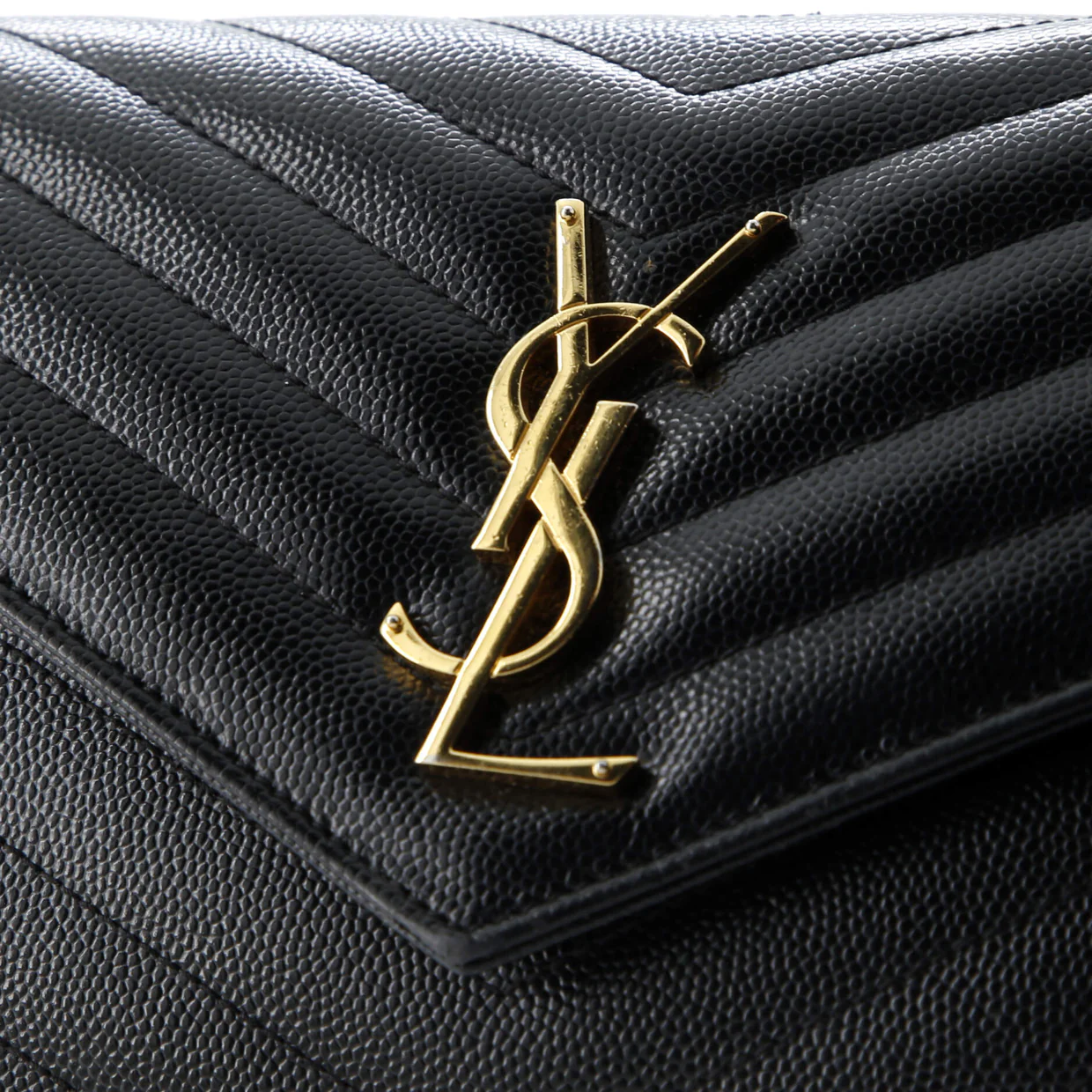 Classic Monogram Wallet on Chain Matelasse Chevron Leather Medium - Deep Luxury