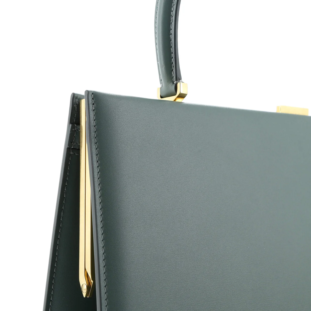 Clasp Top Handle Bag Leather Medium - Deep Luxury