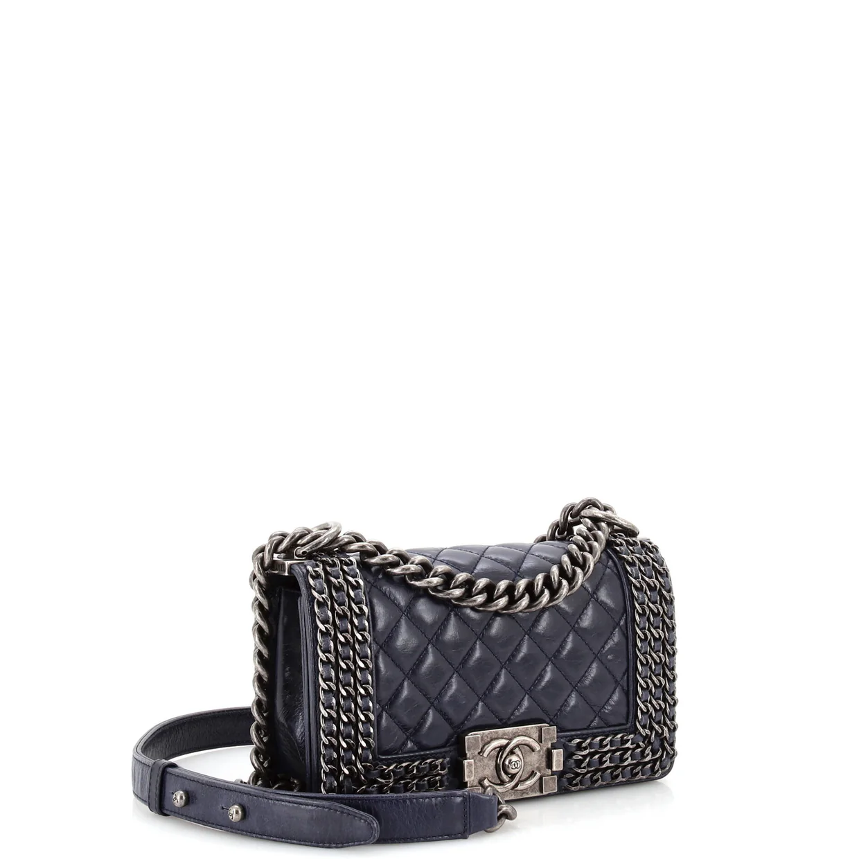 Chained Boy Flap Bag Quilted Glazed Calfskin Small - Deep Luxury