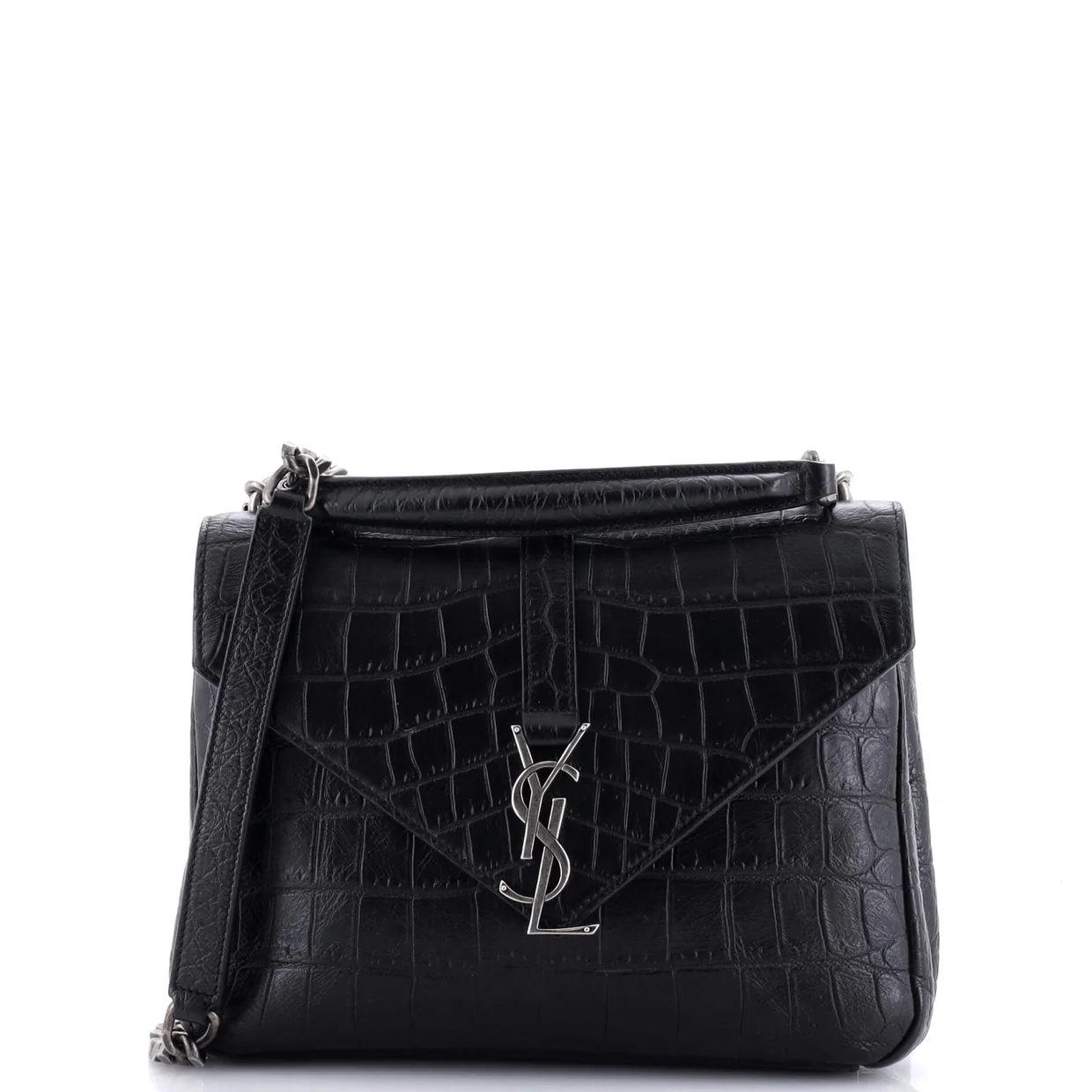 Classic Monogram College Bag Crocodile Embossed Leather Medium - Deep Luxury