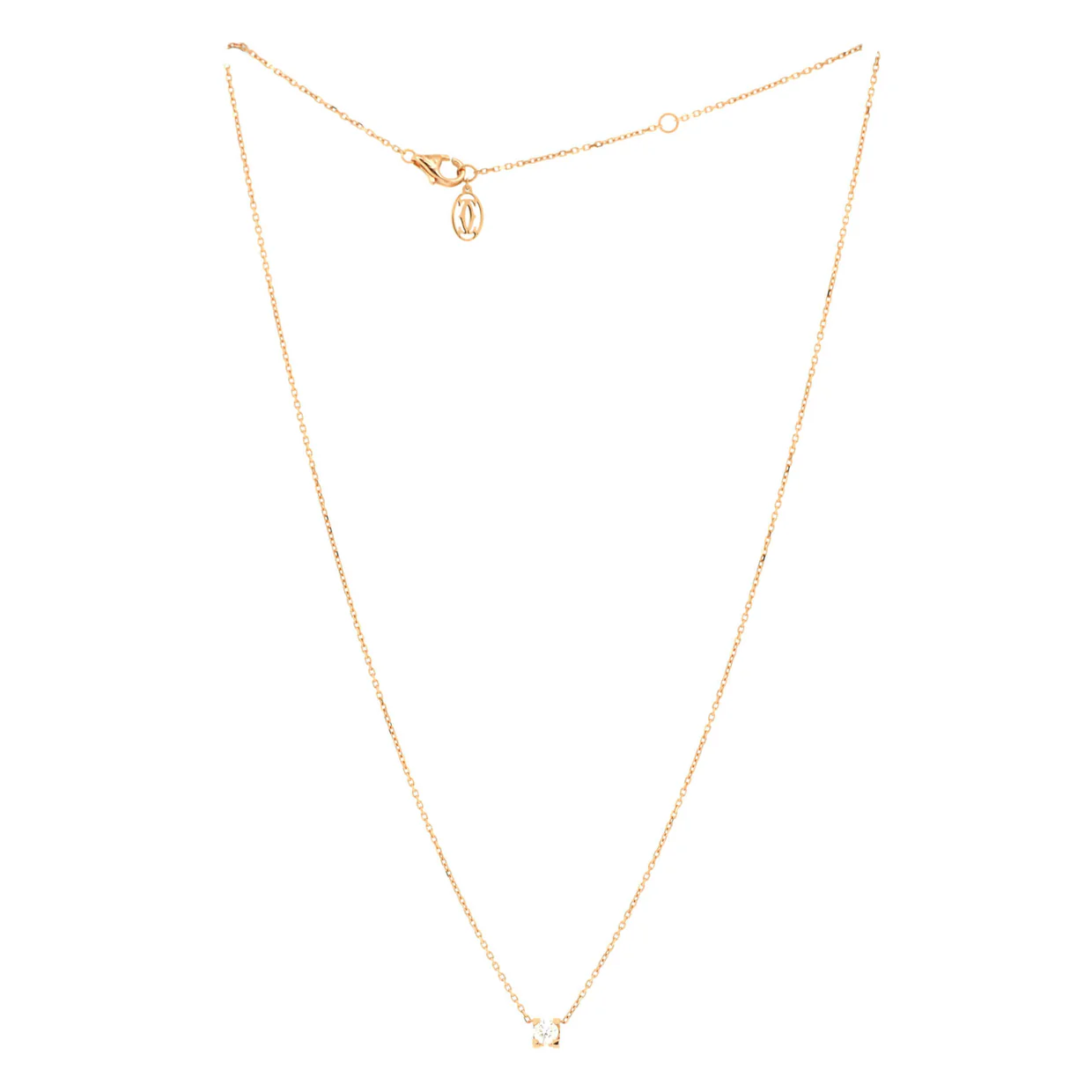 C de Cartier Necklace 18K Rose Gold and Diamond 0.20-0.29CT - Deep Luxury