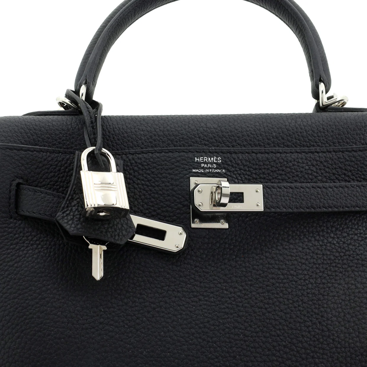 Kelly Handbag Noir Togo with Palladium Hardware 25 - Deep Luxury