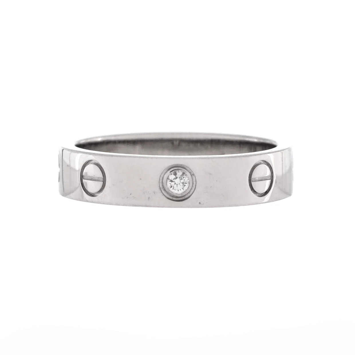 Love Wedding Band 1 Diamond Ring 18K White Gold with Diamond - Deep Luxury