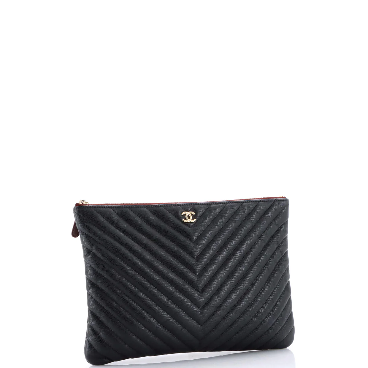 O Case Clutch Chevron Caviar Medium - Deep Luxury