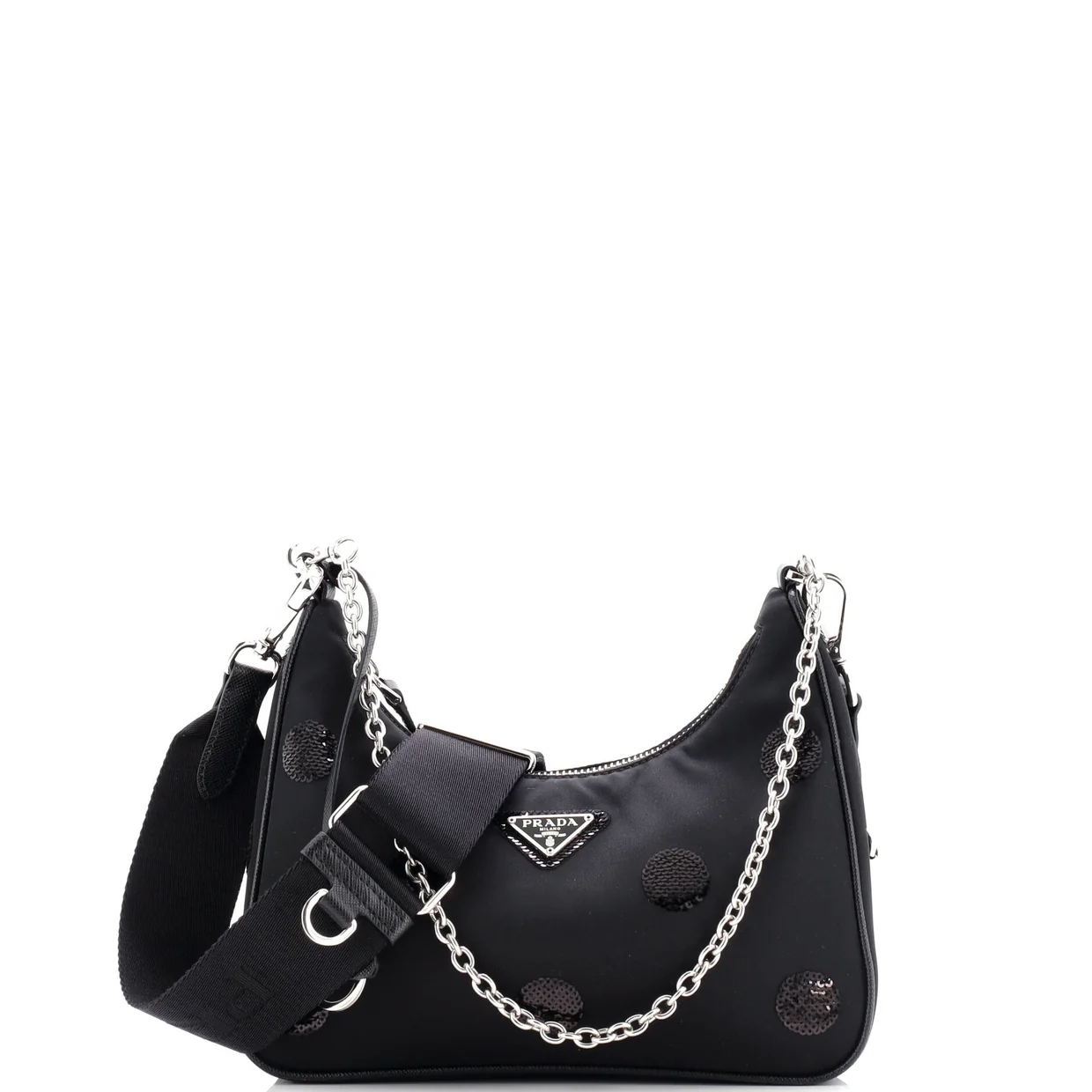 Re-Edition 2005 Shoulder Bag Sequin Embellished Tessuto Small - Deep Luxury