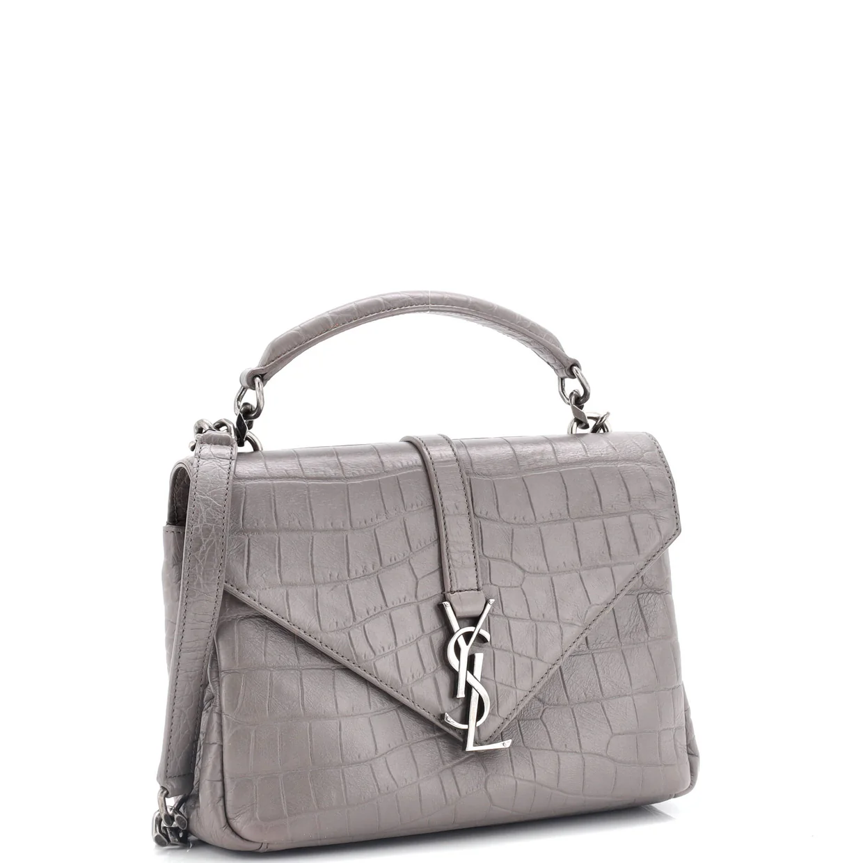 Classic Monogram College Bag Crocodile Embossed Leather Medium - Deep Luxury