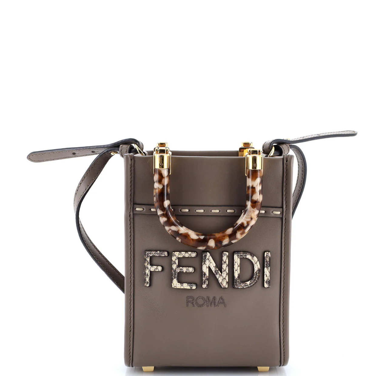 Sunshine Shopper Tote Leather with Snakeskin Mini - Deep Luxury