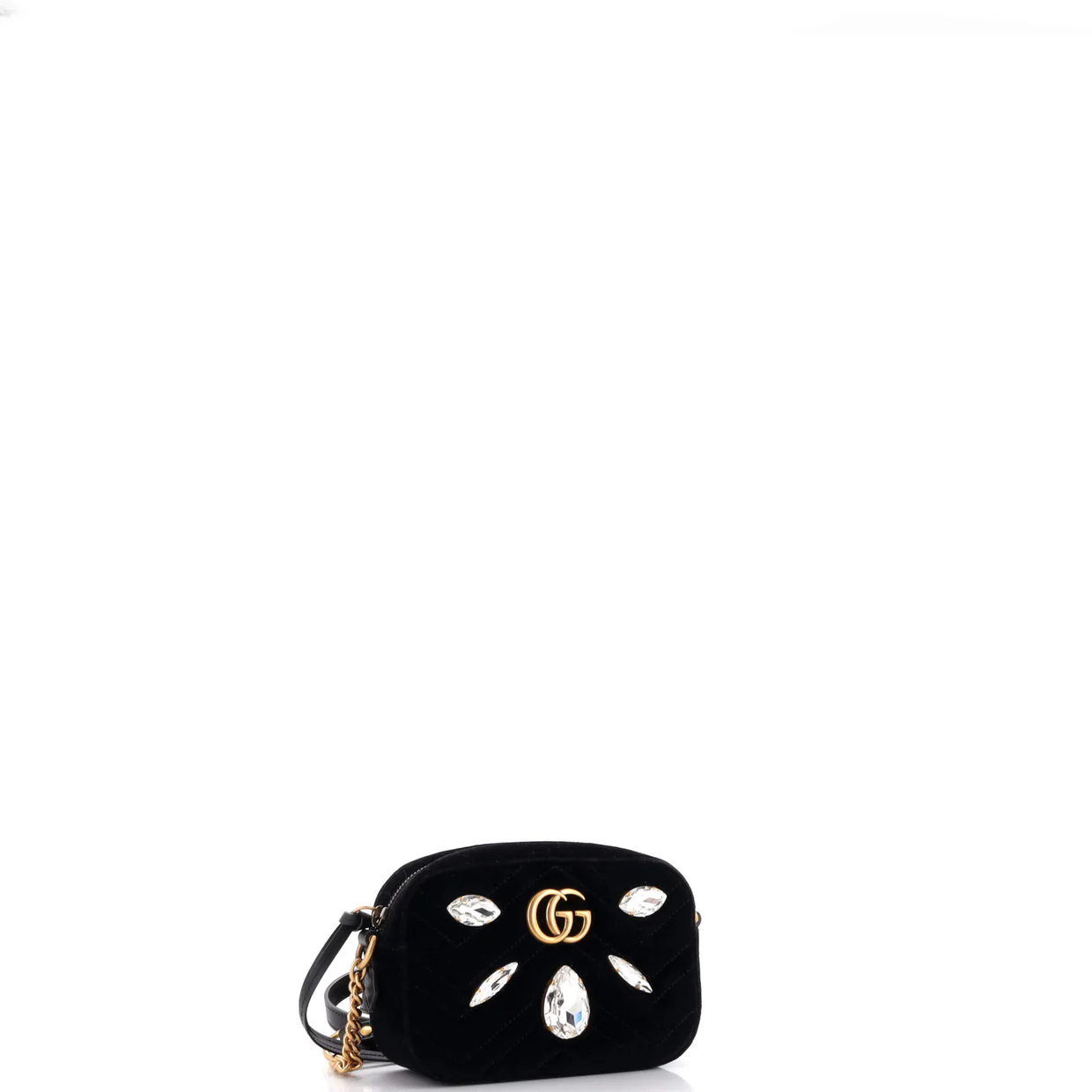GG Marmont Shoulder Bag Crystal Embellished Matelasse Velvet Mini - Deep Luxury