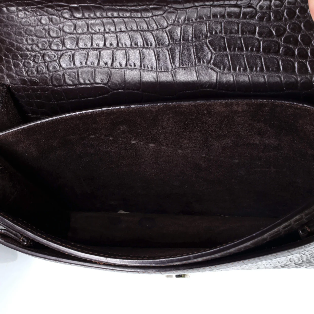 Sunset Crossbody Bag Crocodile Embossed Leather Medium - Deep Luxury