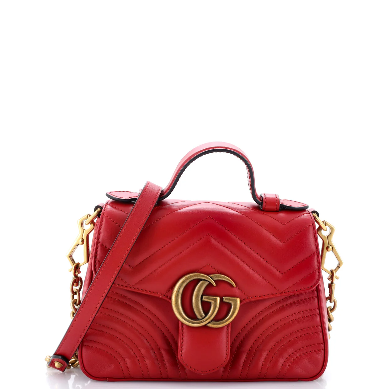 GG Marmont Top Handle Flap Bag Matelasse Leather Mini - Deep Luxury