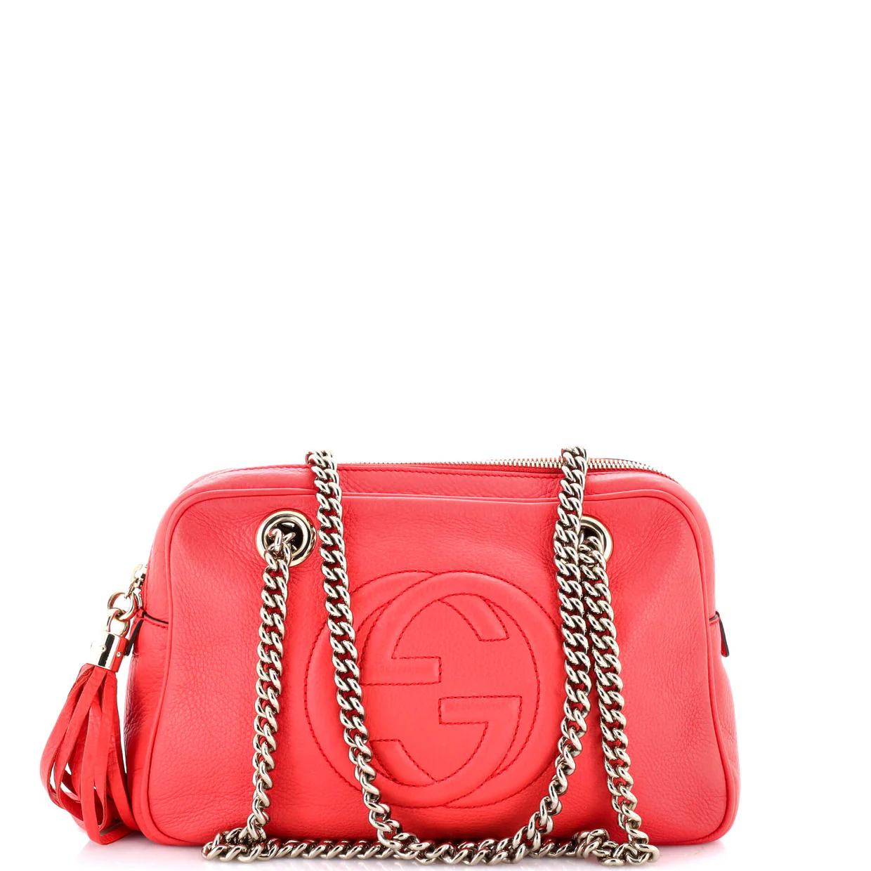 Soho Chain Zip Shoulder Bag Leather Small - Deep Luxury