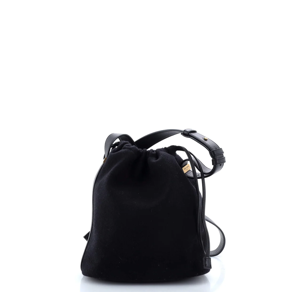 Rive Gauche Drawstring Bucket Bag Embroidered Wool - Deep Luxury